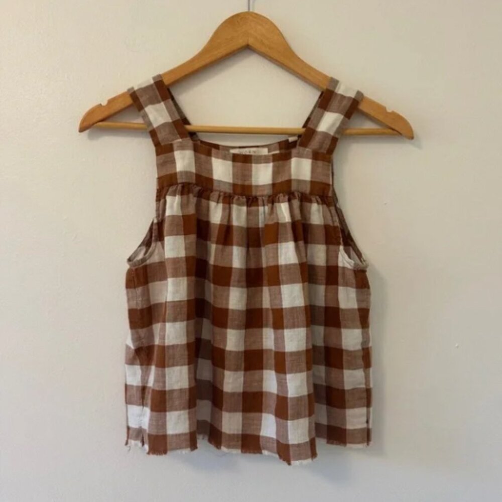 Doen Brown and White Checkered Tank Top
